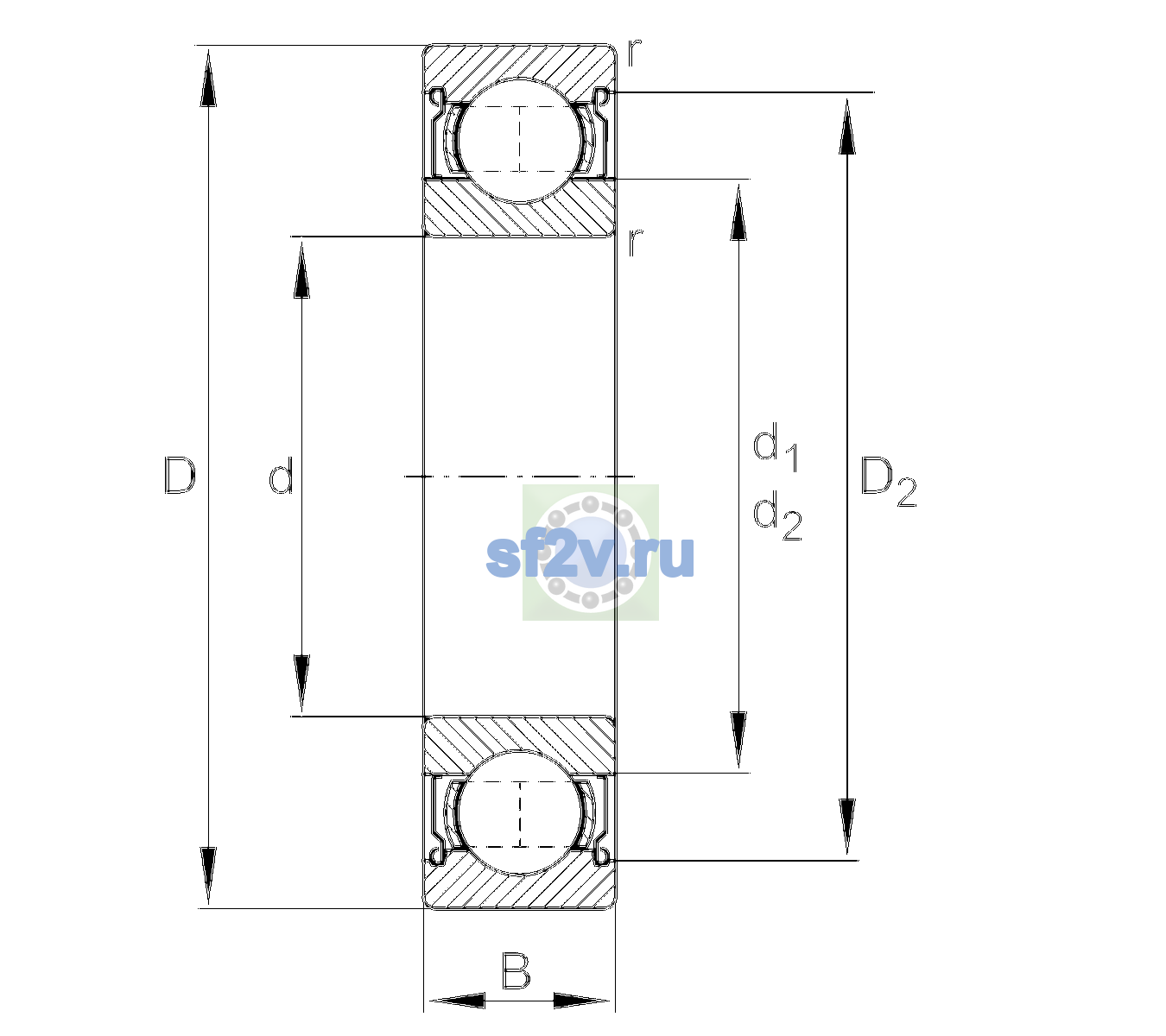 Схема подшипника 6009-2Z-L138