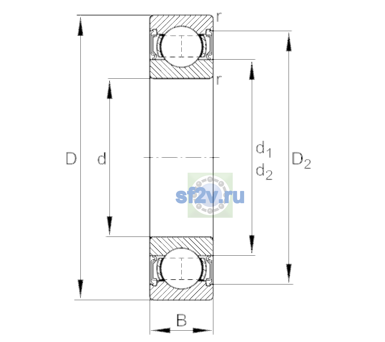 Схема подшипника 6015-2RSR>A