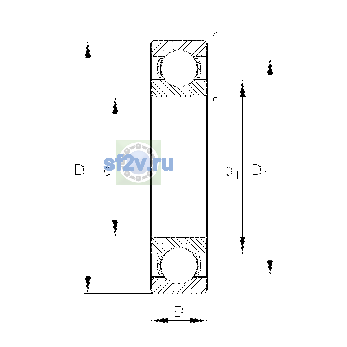 Схема подшипника 6022-J20AA-C3