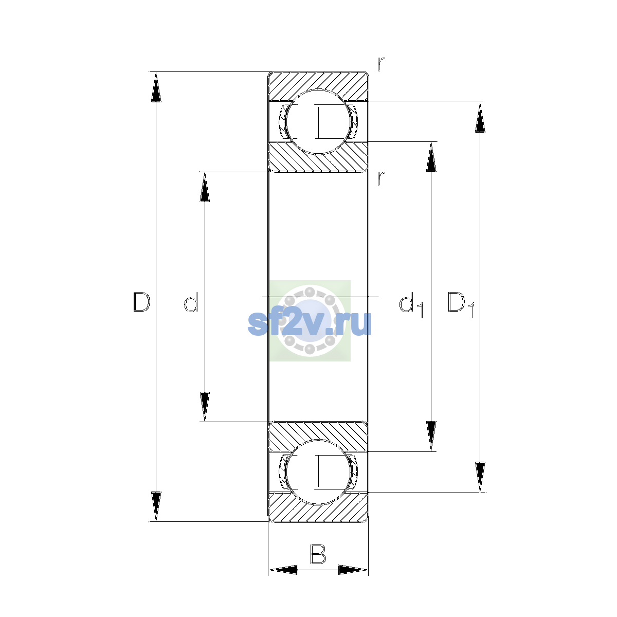 Схема подшипника 6024-J20AB-C3