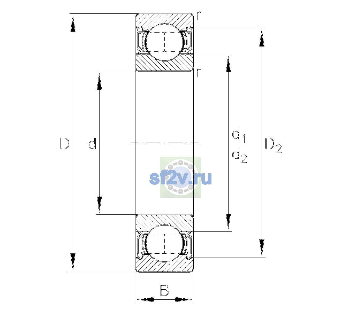 Схема подшипника 61804-2RSR-HLC-C3