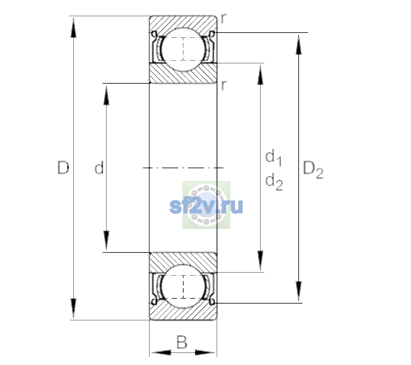 Схема подшипника 61903-2Z-HLC-C3