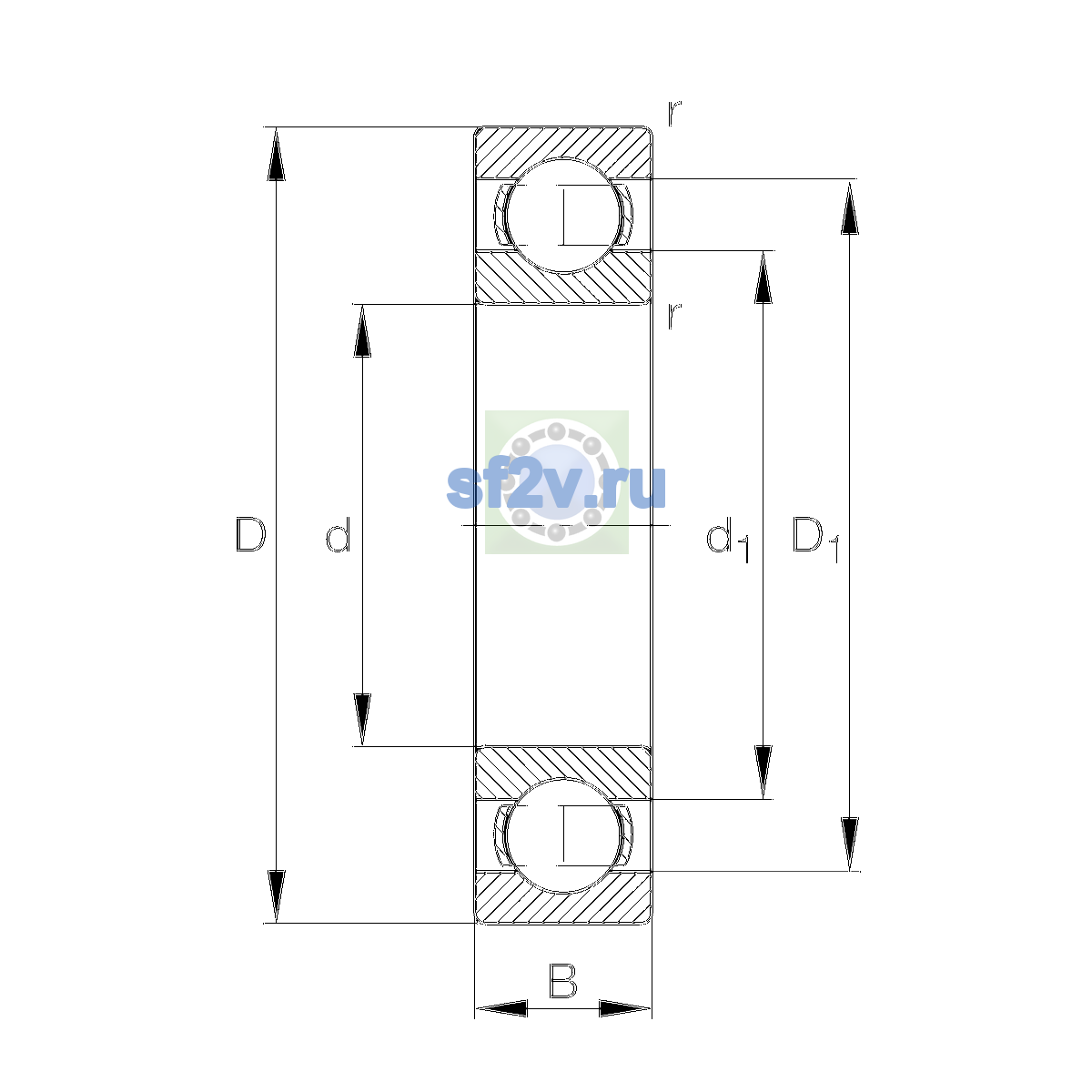 Схема подшипника 61906-HLC-C3