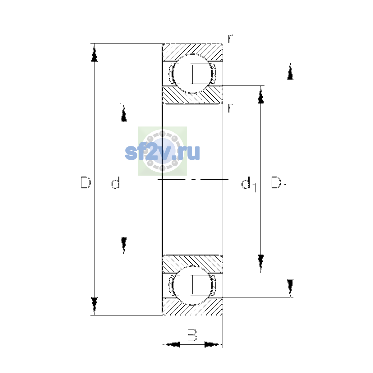 Схема подшипника 61917-C3