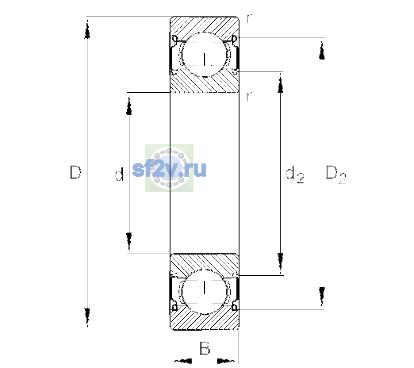Схема подшипника 6200-C-2Z-L038>V
