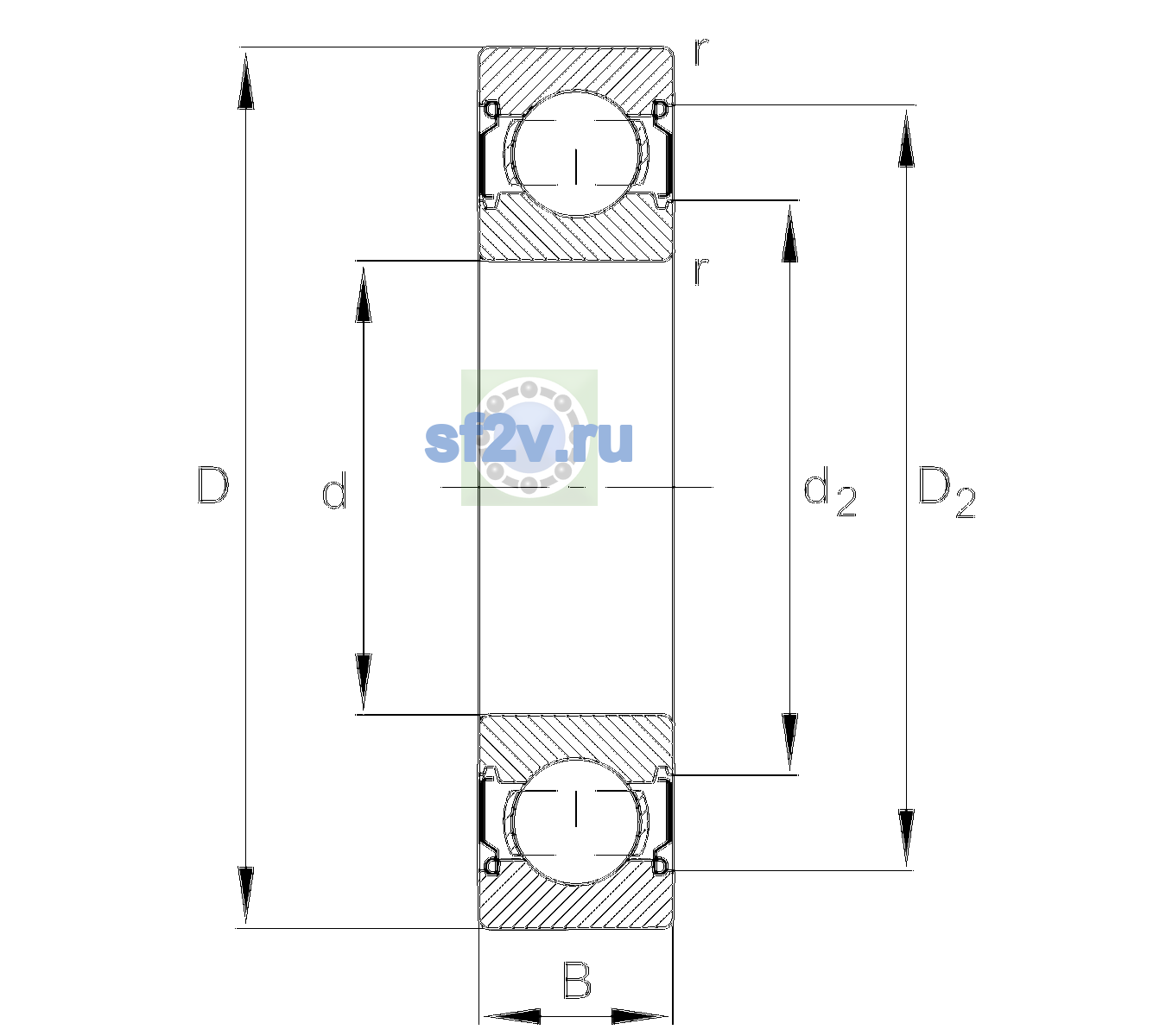 Схема подшипника 6200-C-2Z-L138-C3