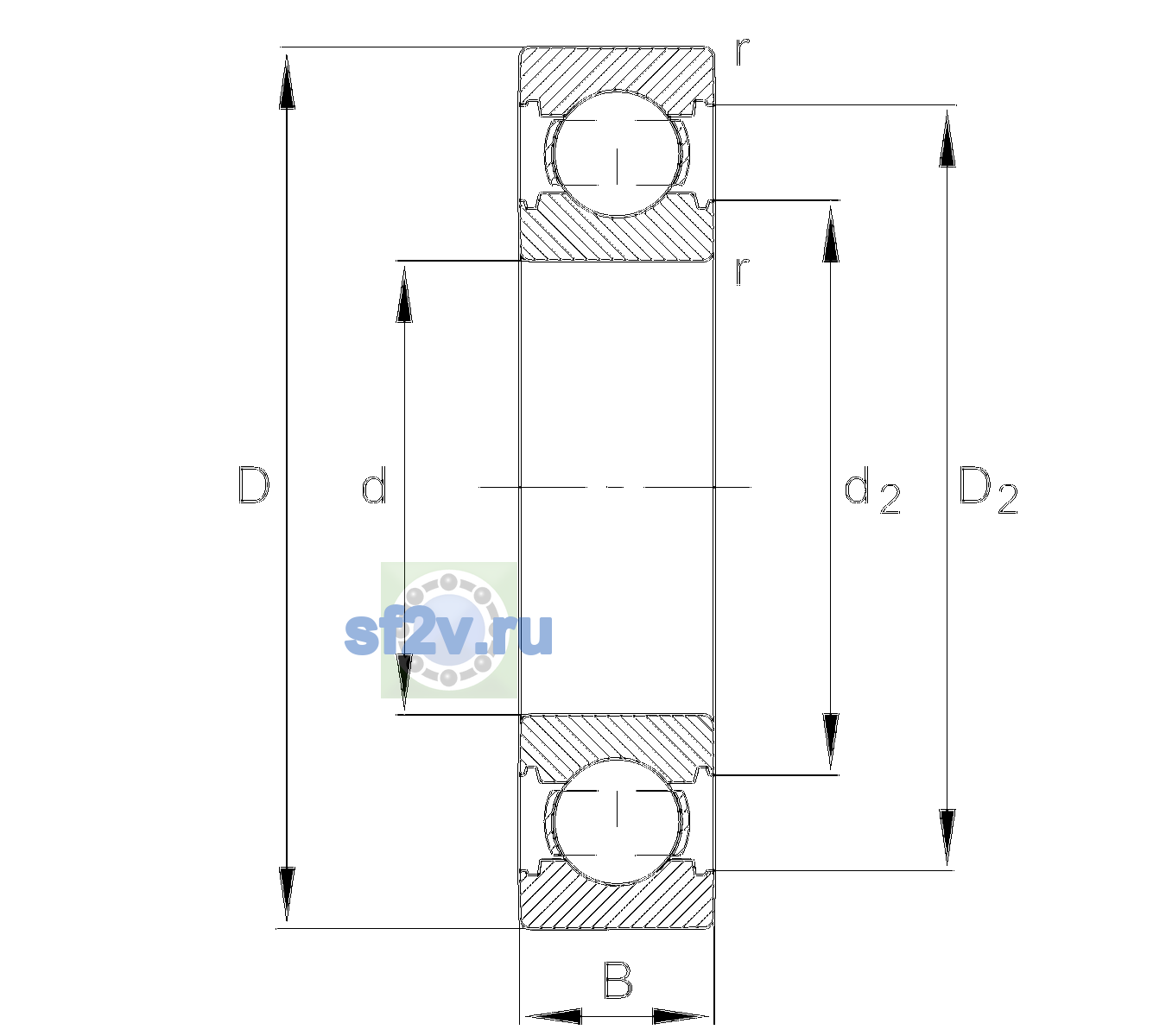 Схема подшипника 6200-C-CM