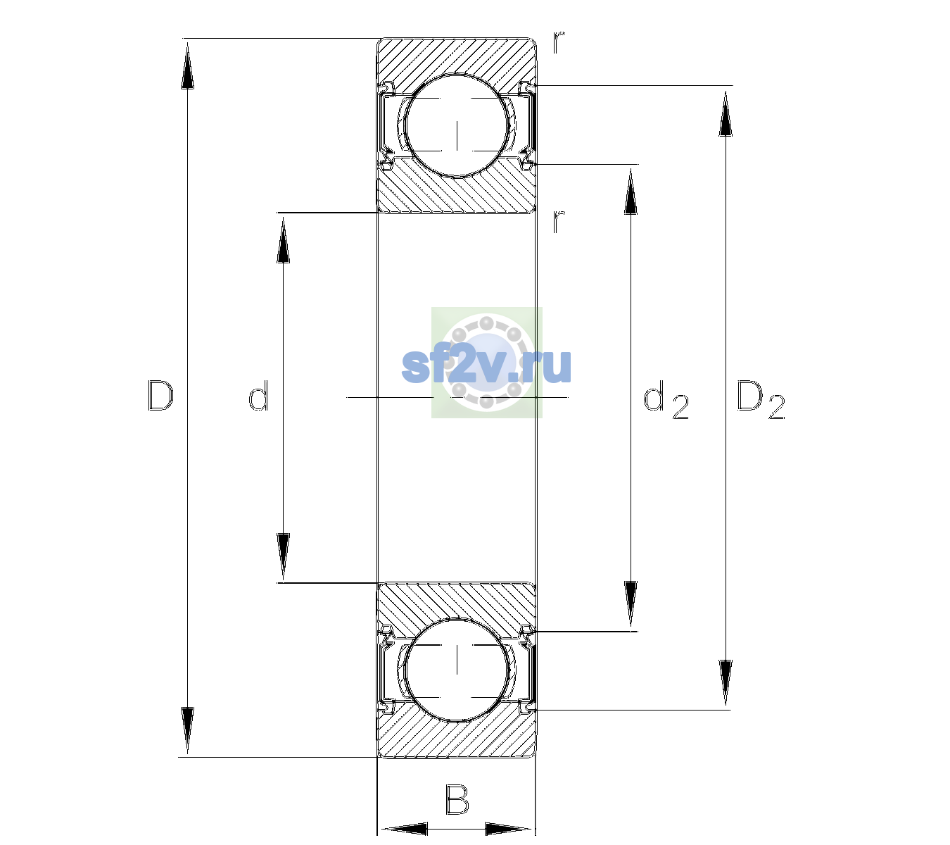 Схема подшипника 6200-C-Z-HRS-L069-C3