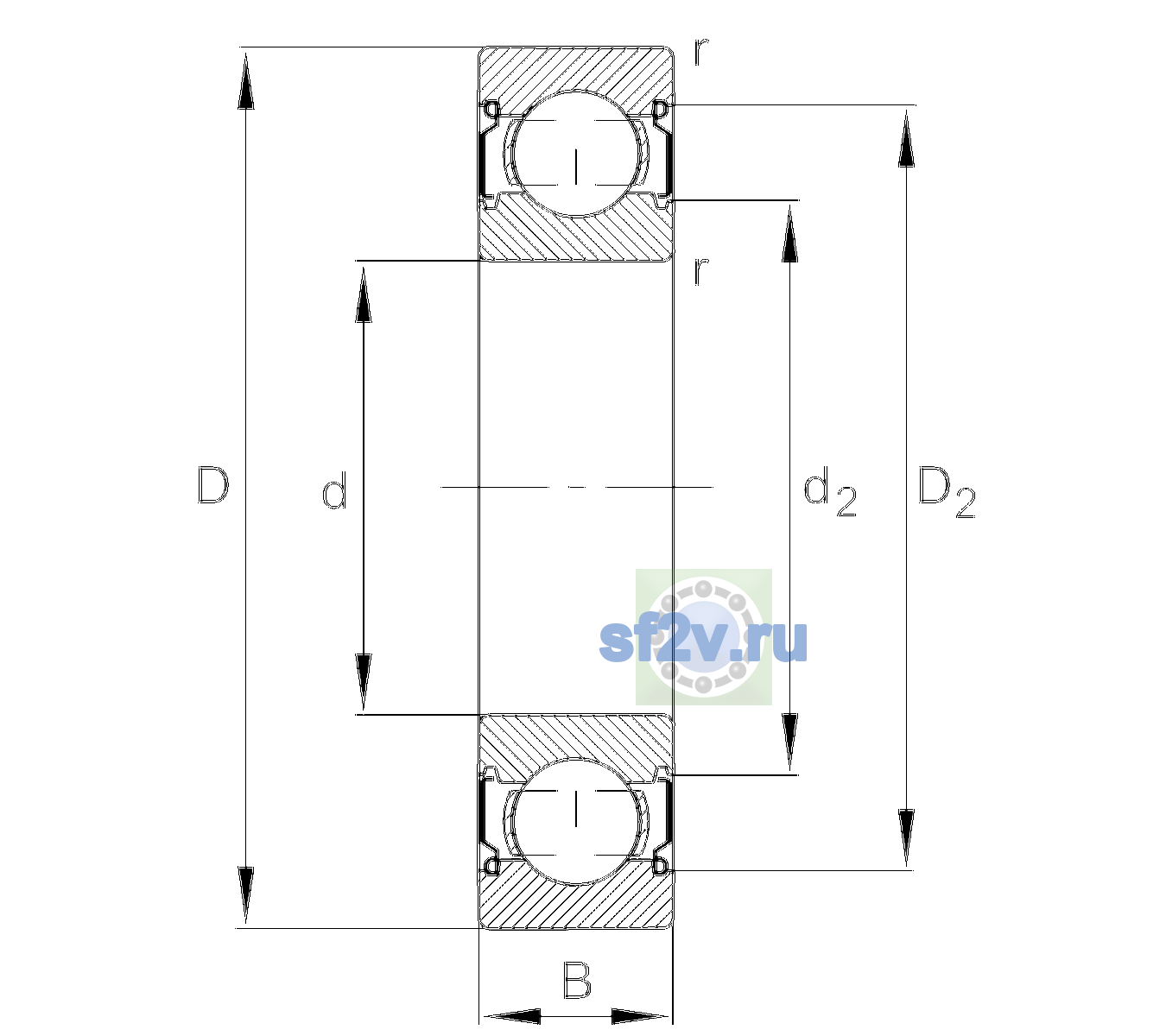 Схема подшипника 6201-C-2Z-L069-CM