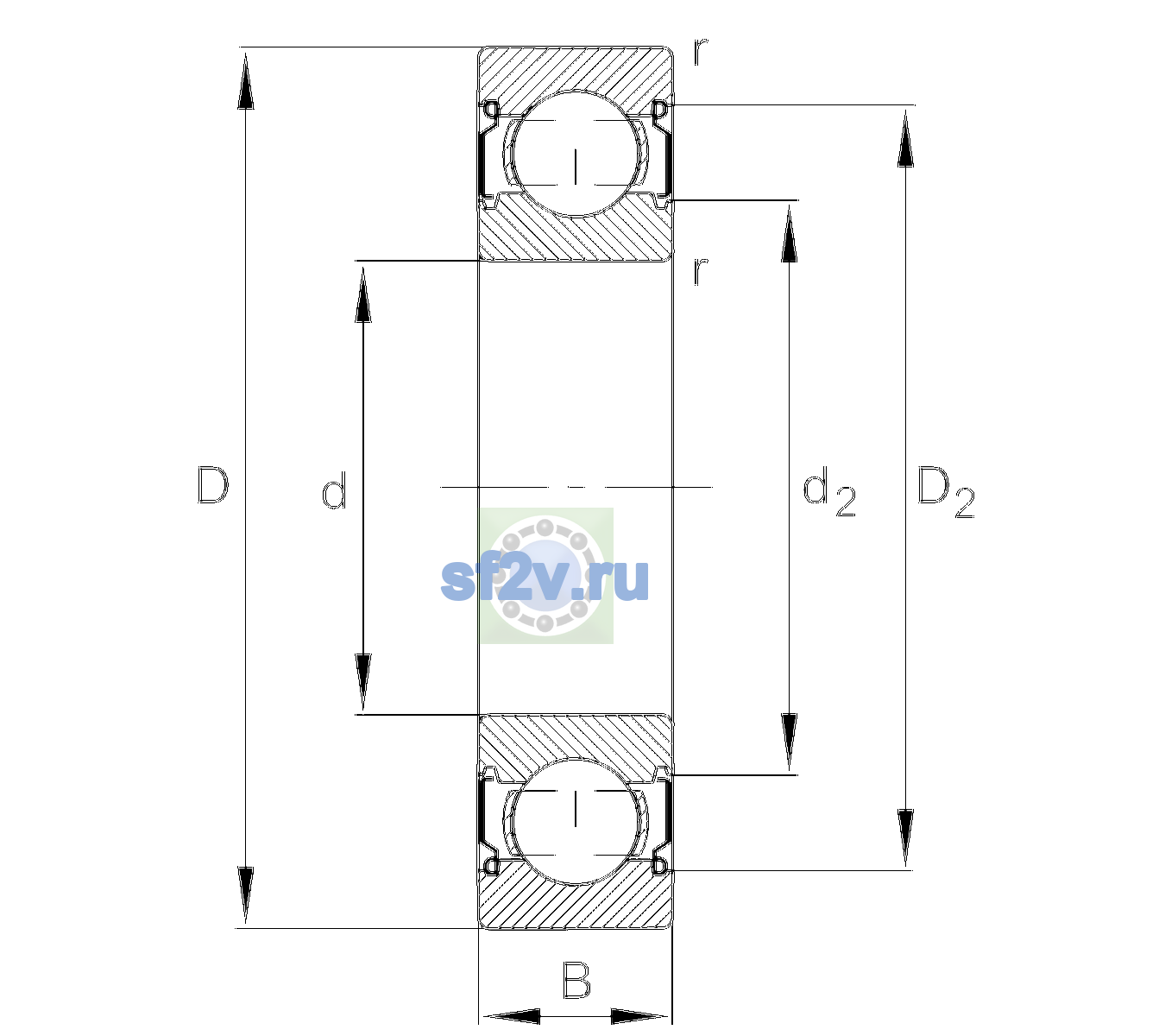 Схема подшипника 6201-C-2Z-L069-CM>V