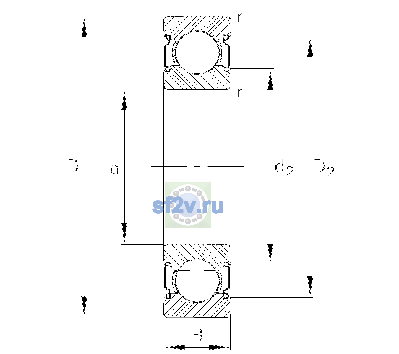 Схема подшипника 6201-C-2Z-L138-C3>V