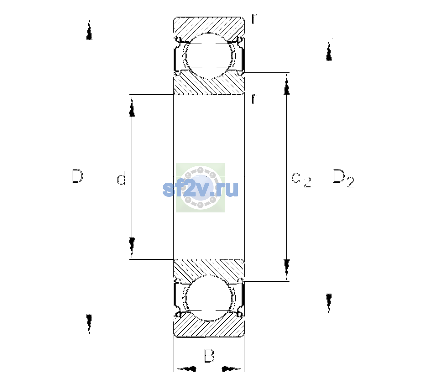 Схема подшипника 6201-C-2Z-L138-CM>V