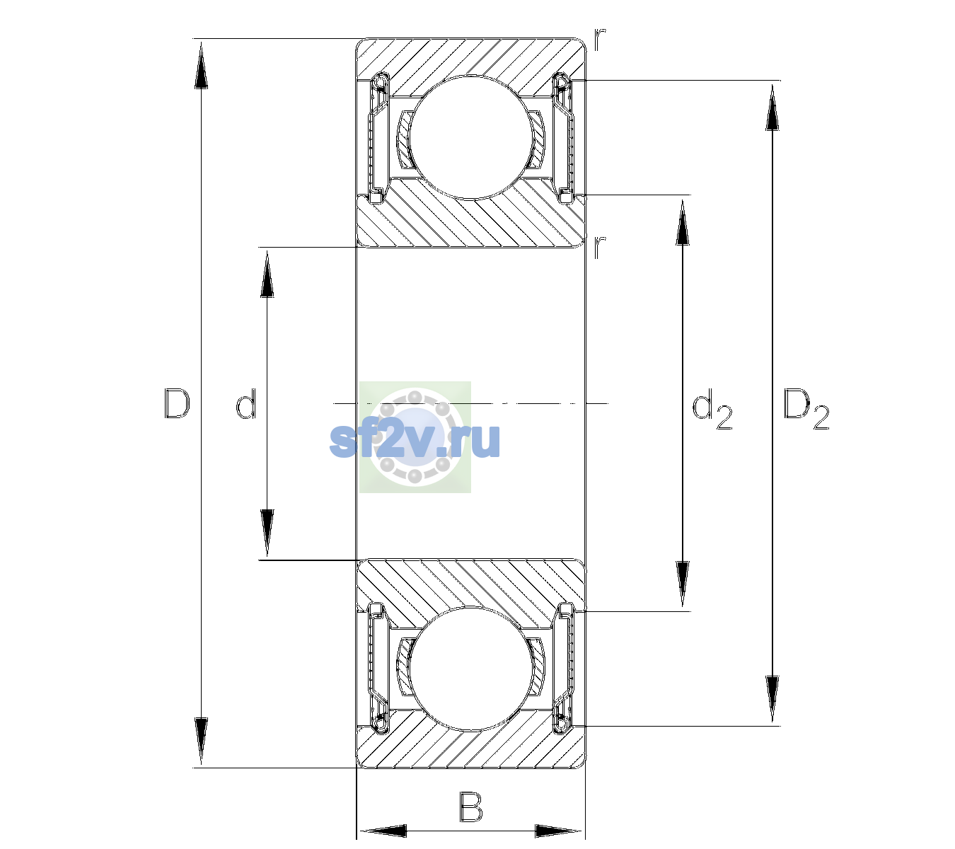Схема подшипника 6201-H-2Z-L138-CM