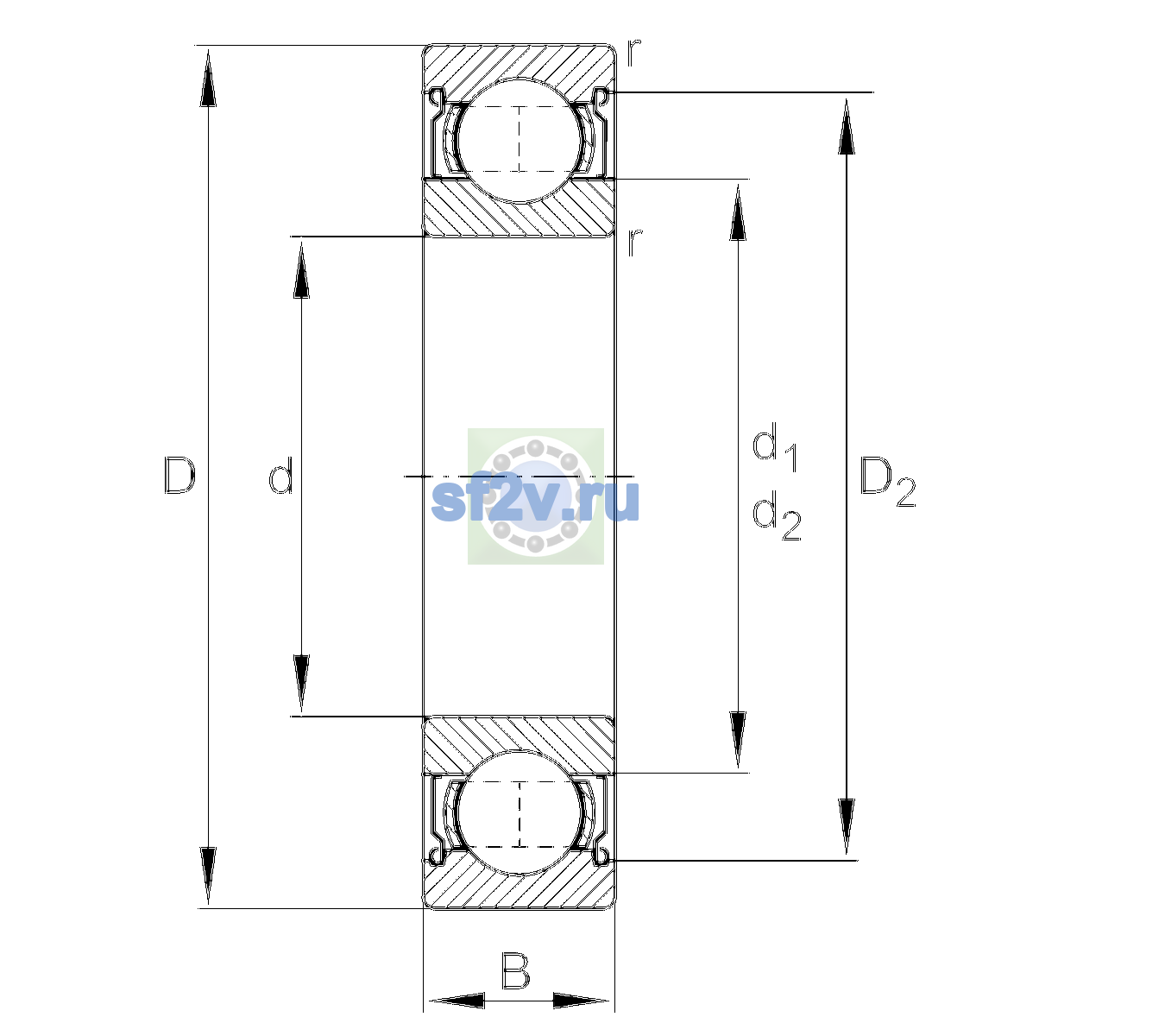 Схема подшипника 6202-2Z-L038-C3