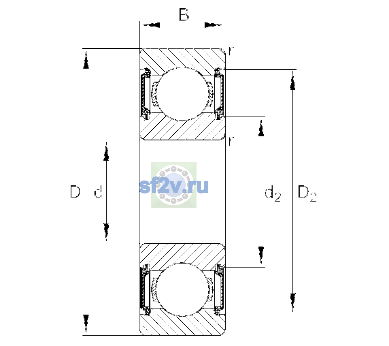 Схема подшипника 6202-C-2BRS-L038-C3>V
