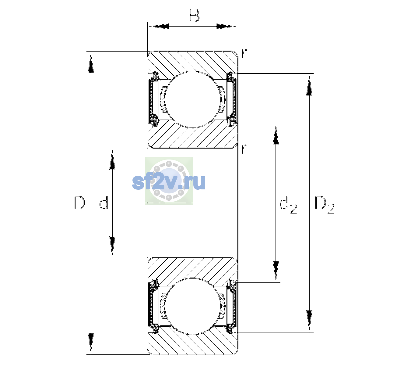 Схема подшипника 6202-C-2BRS-L091-C3>V