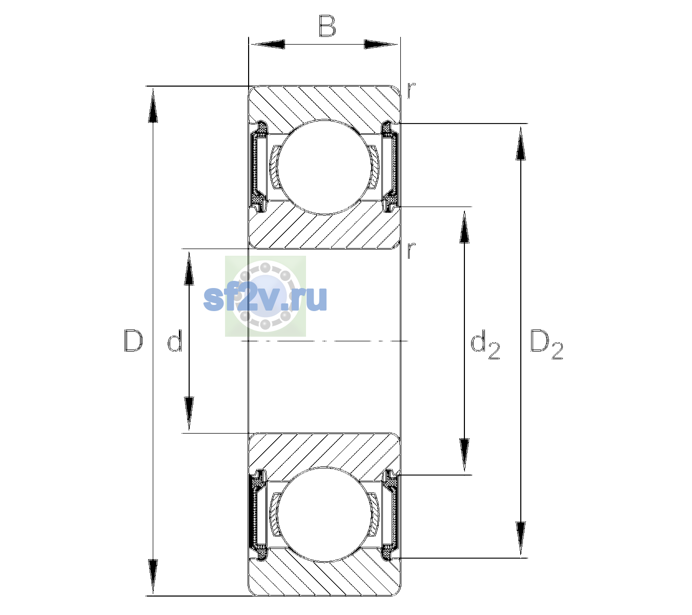 Схема подшипника 6202-C-2BRS-L138-C3>V