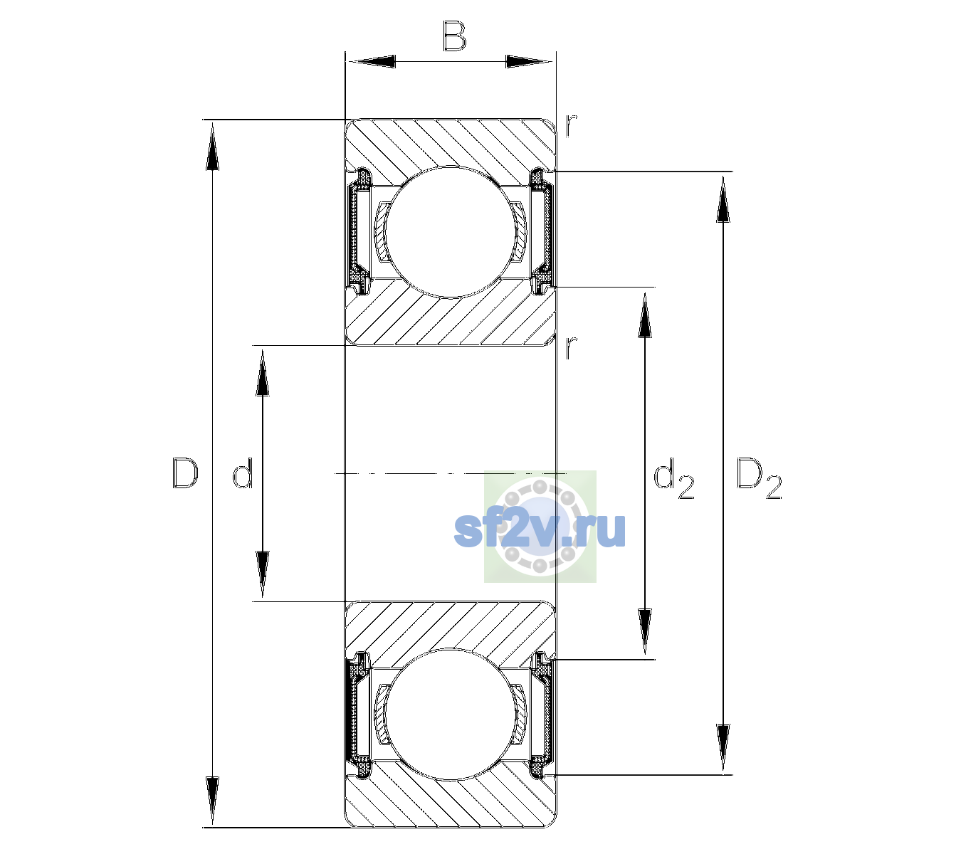 Схема подшипника 6202-C-2BRS-TVH-L069-CM