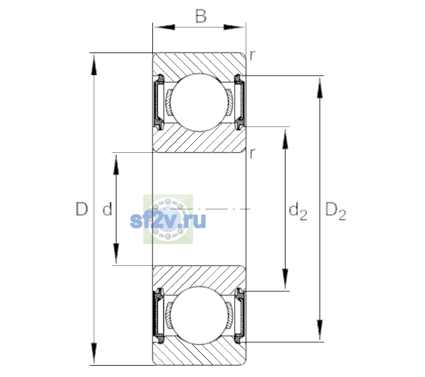 Схема подшипника 6202-C-2BRS-TVH-L178-C3>V
