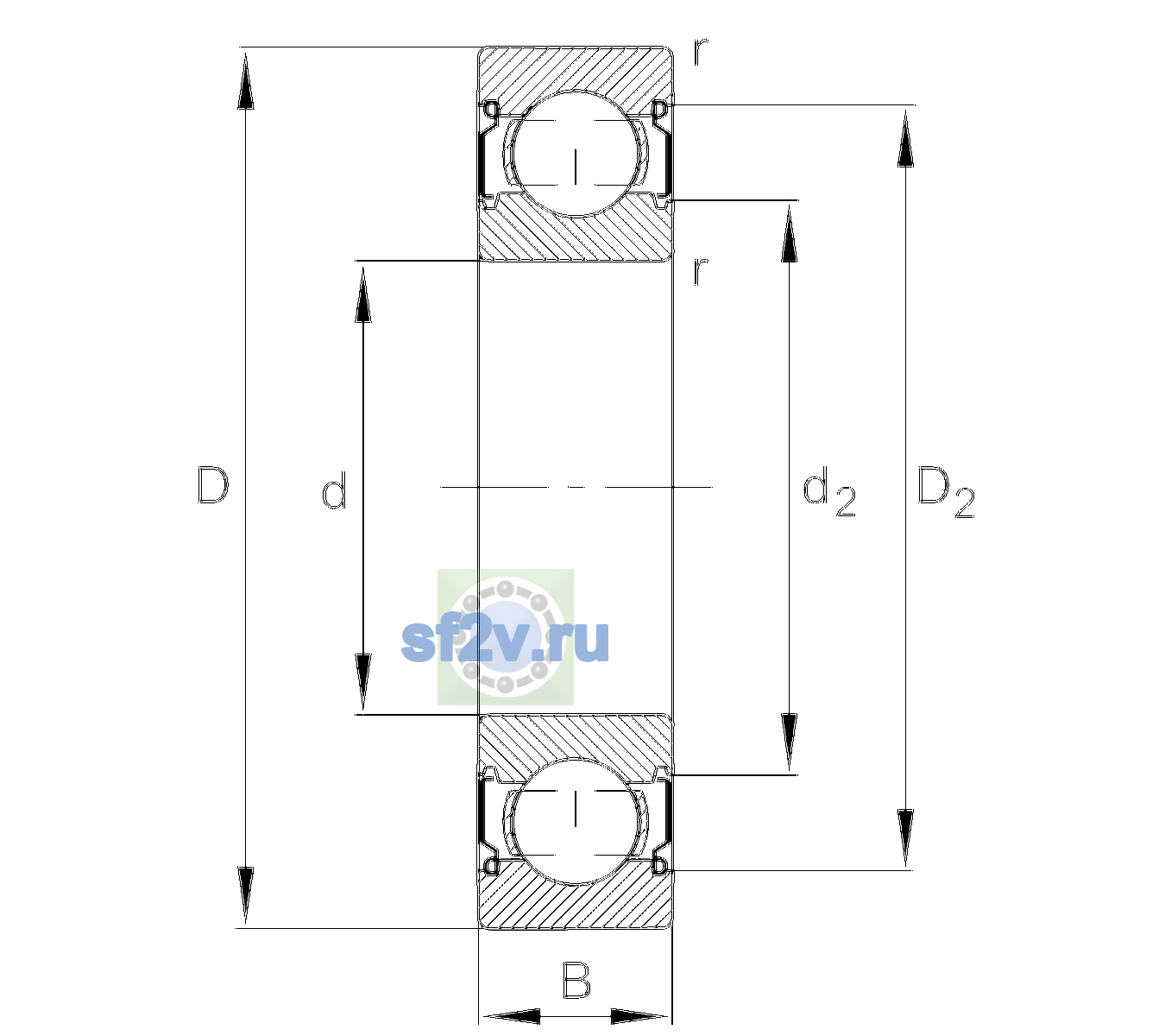 Схема подшипника 6202-C-2Z-L038-C3>V