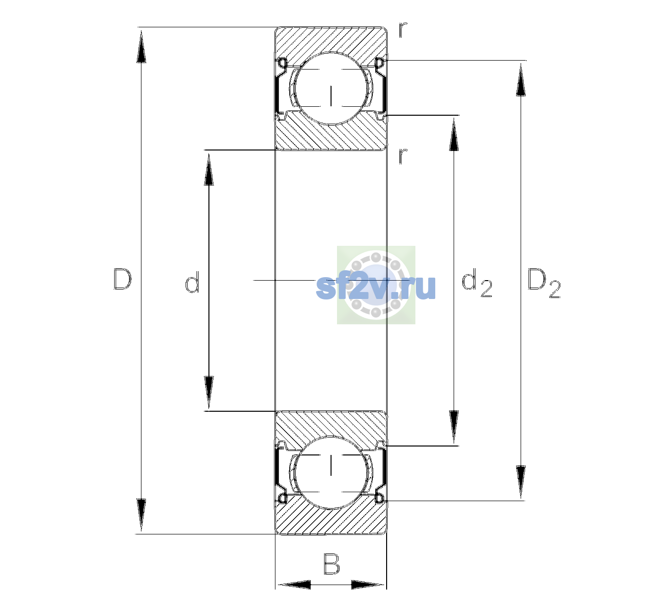 Схема подшипника 6202-C-2Z-L069-C3>V