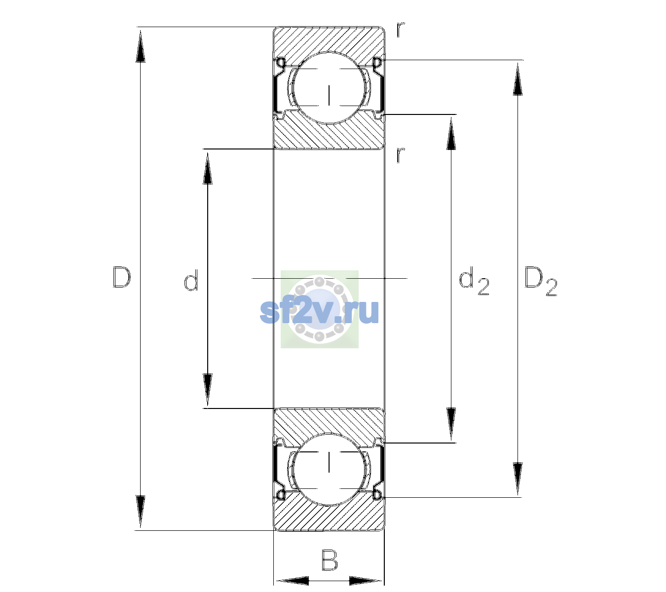 Схема подшипника 6202-C-2Z-L069-CM>V