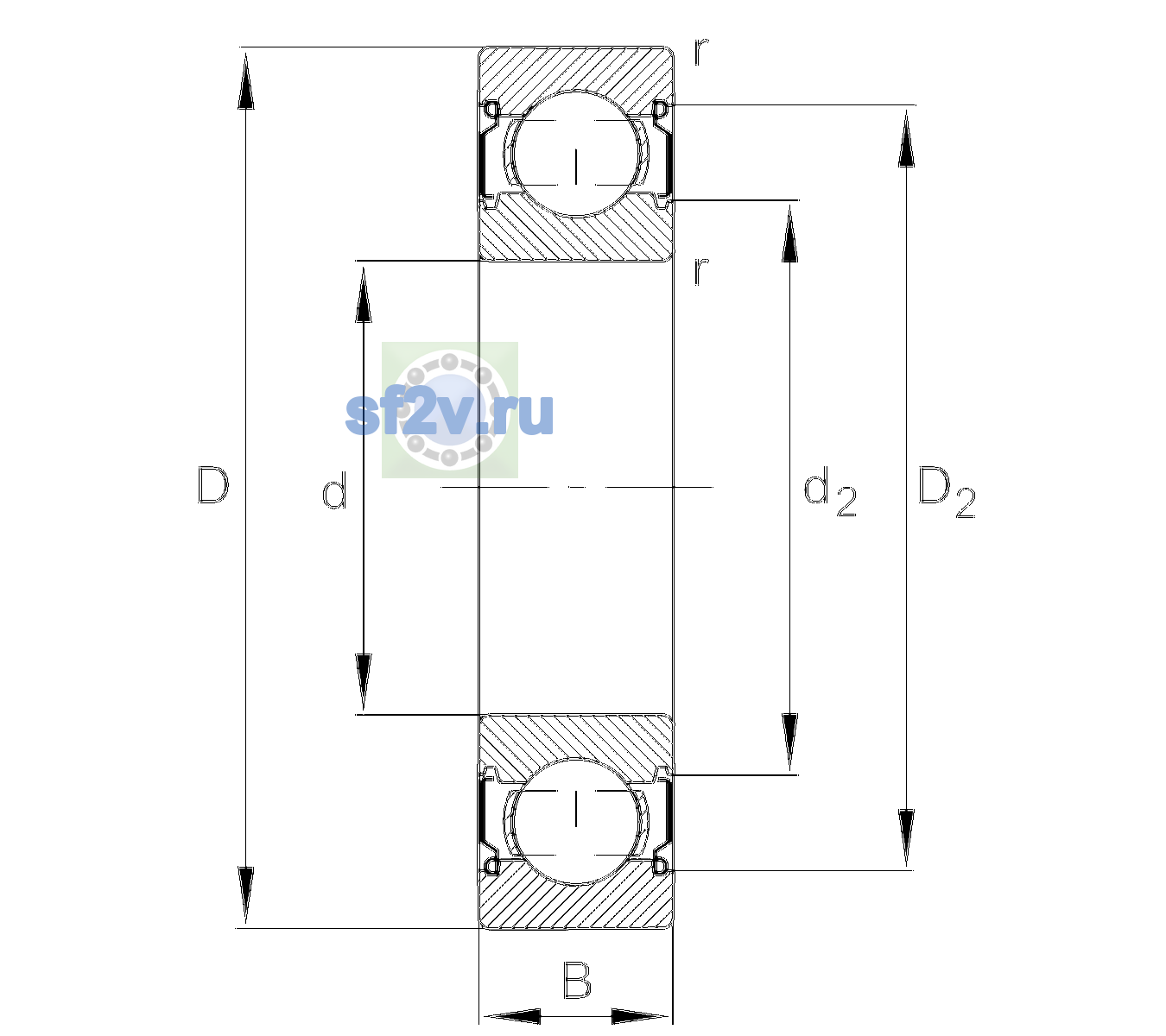 Схема подшипника 6202-C-2Z-L138-C3>V