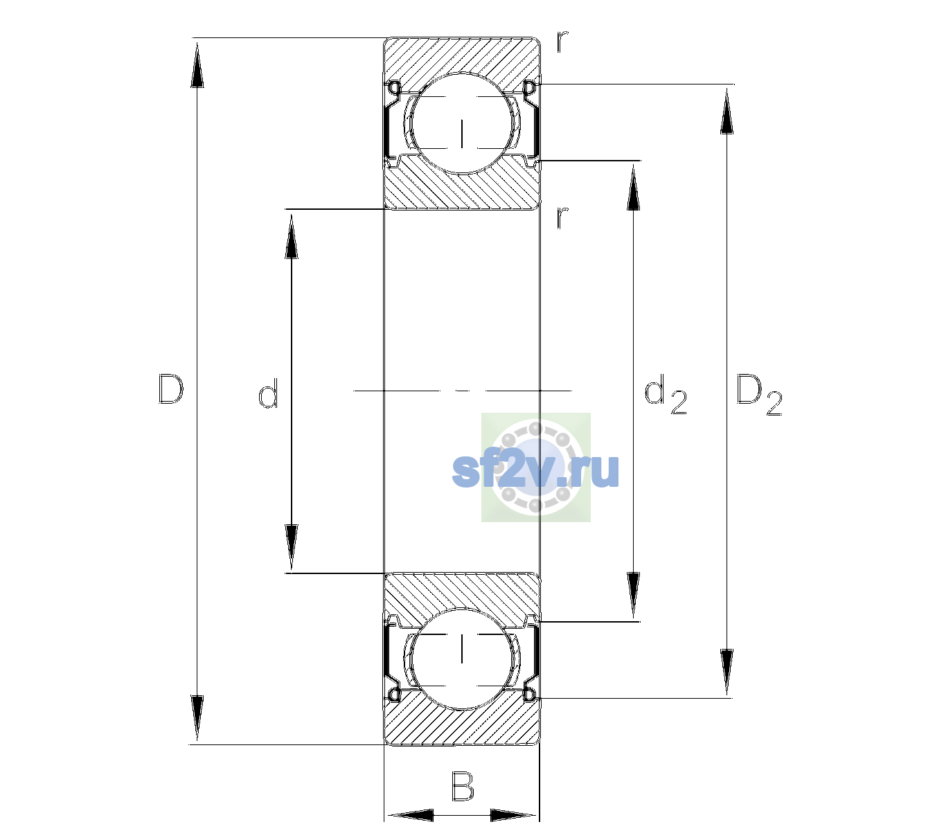 Схема подшипника 6202-C-2Z-L207-C3>V