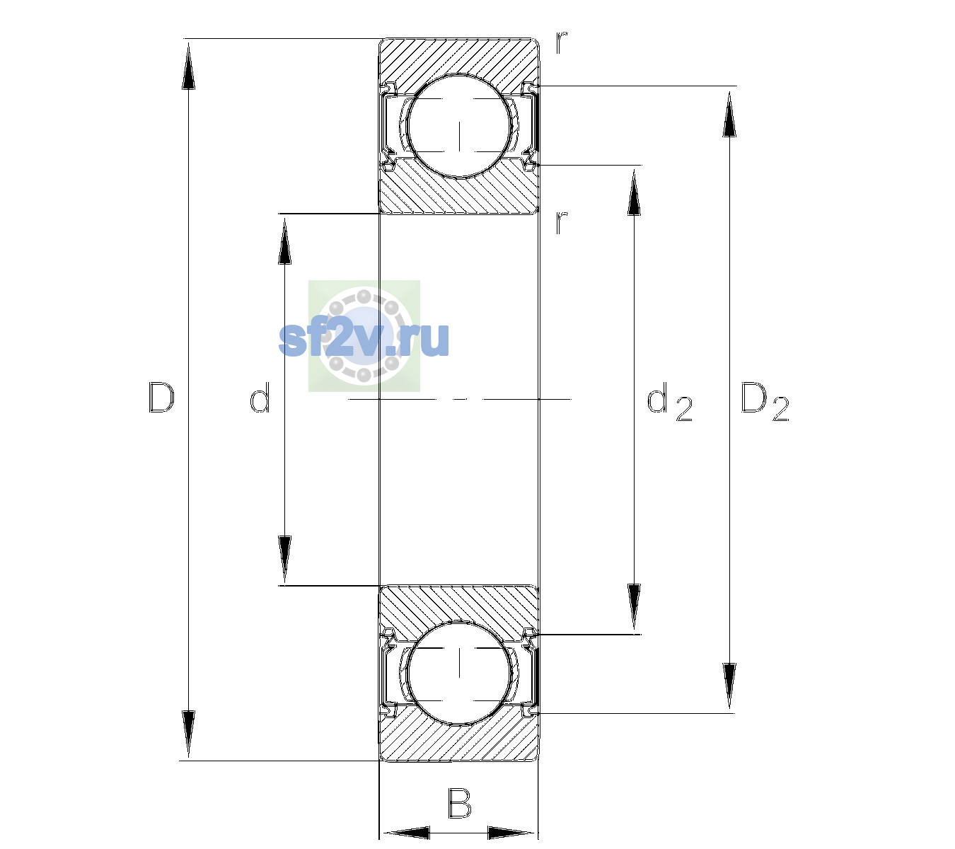 Схема подшипника 6202-C-HRS>V
