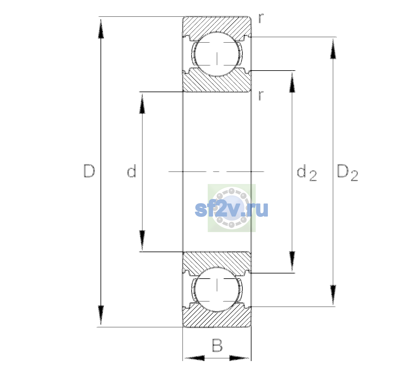 Схема подшипника 6202-C-TVH-C4>V