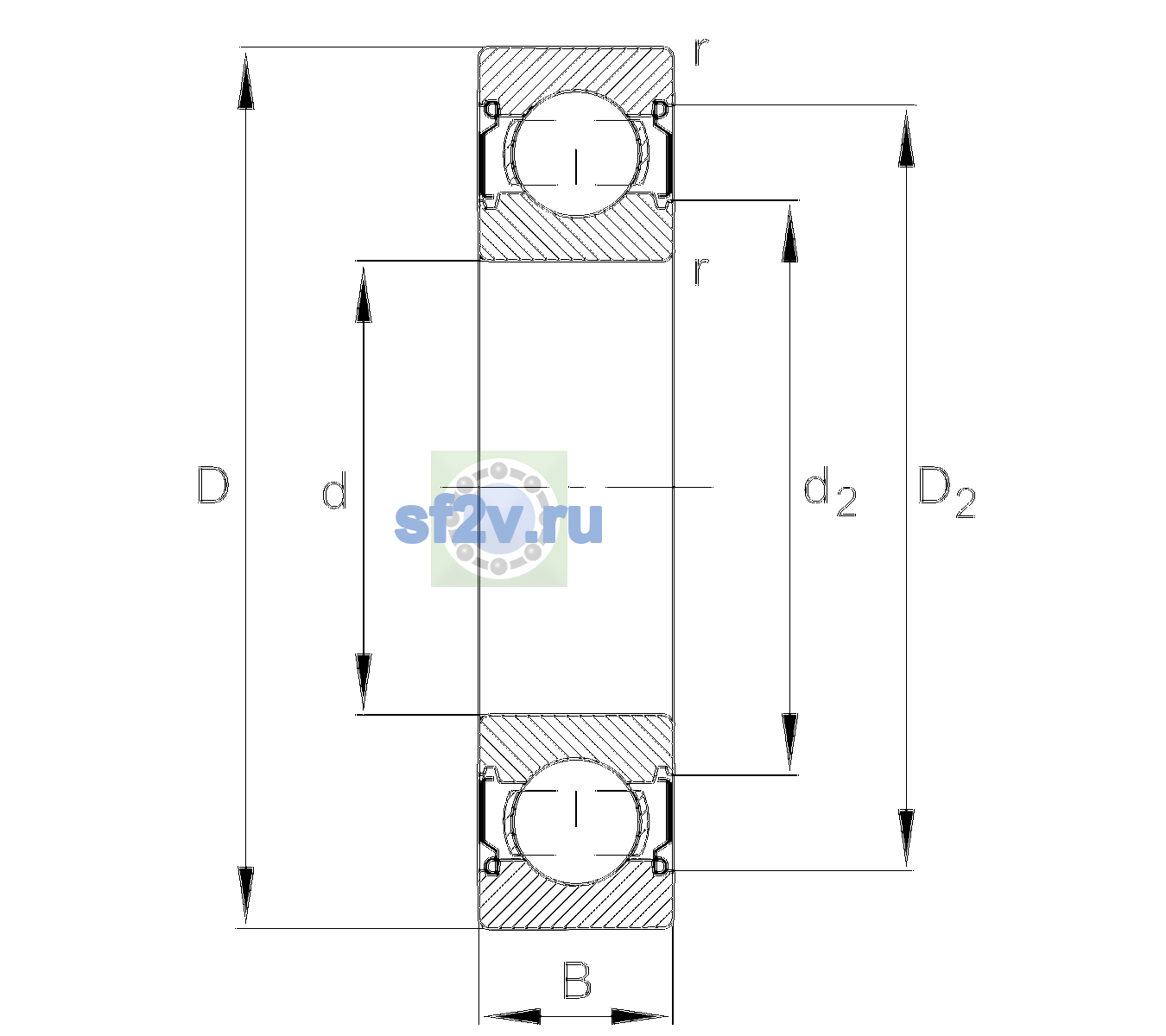 Схема подшипника 6202-C-Z>V