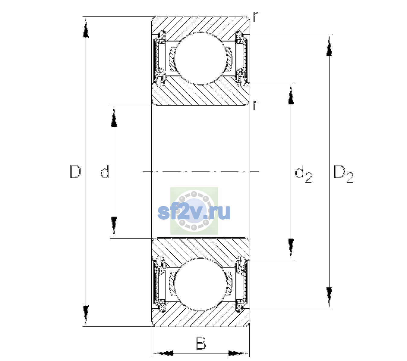 Схема подшипника 6202-H-2RSR-C3