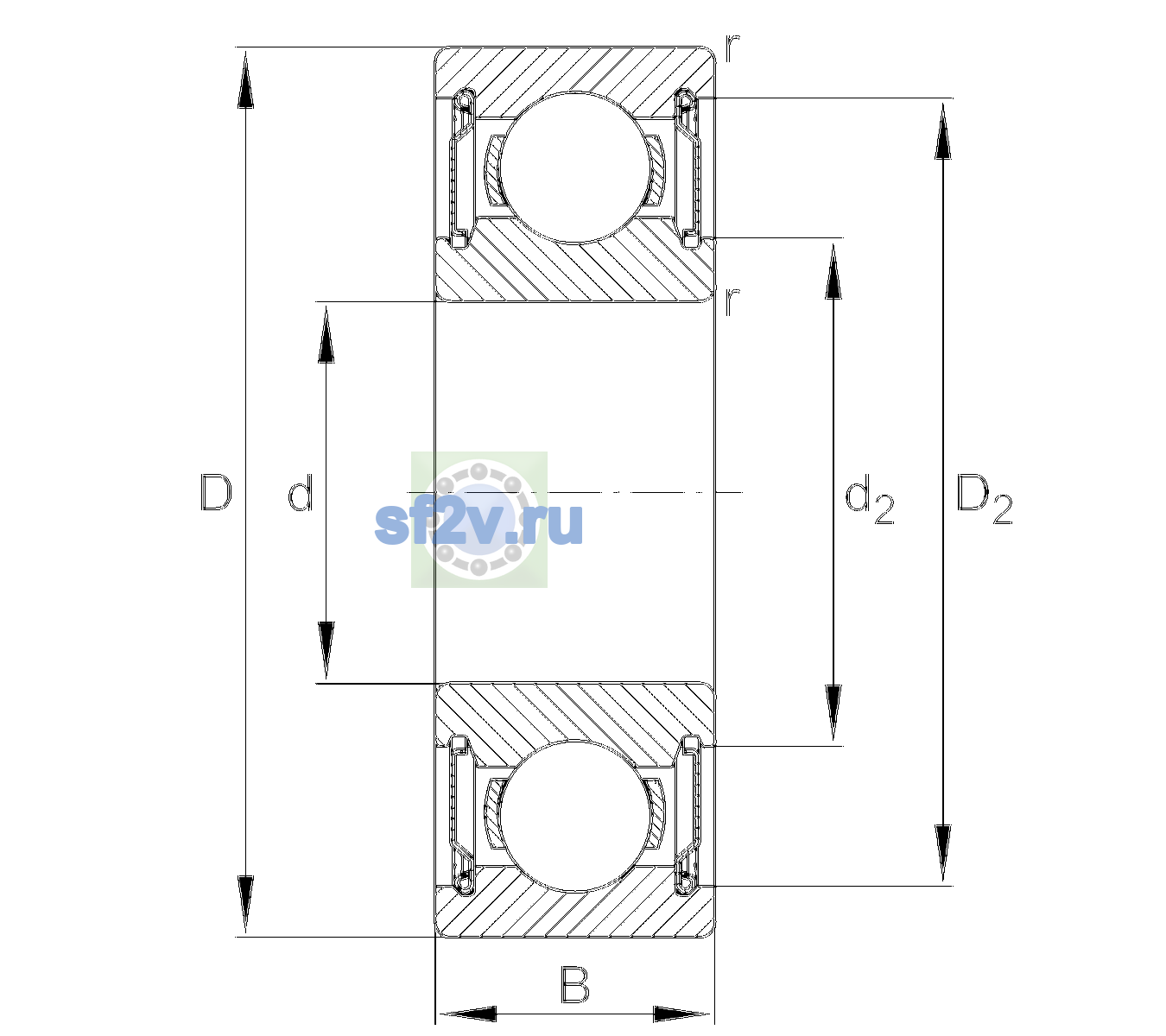 Схема подшипника 6202-H-2Z-L138-CM