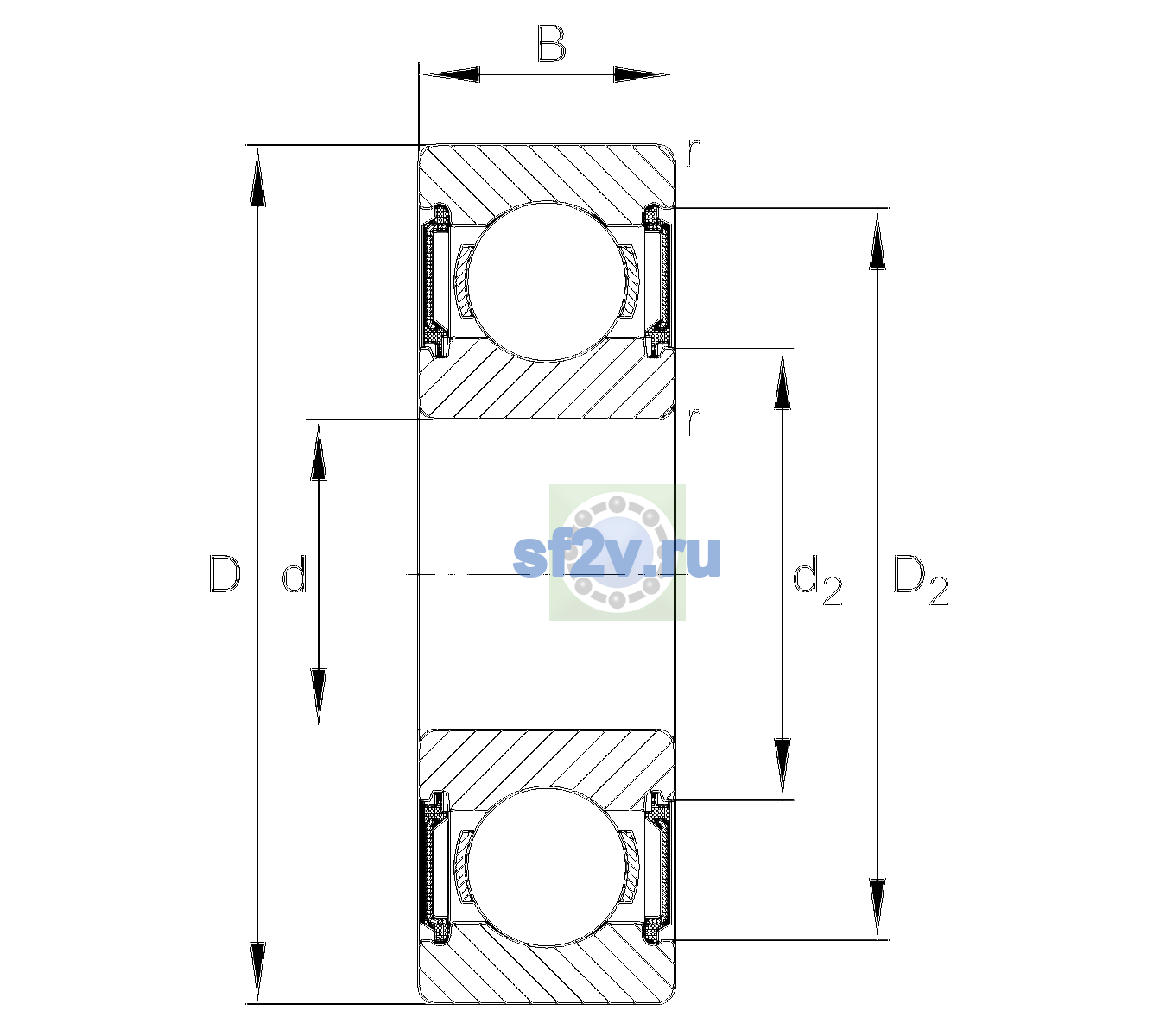 Схема подшипника 6203-C-2BRS-TVH-L069-C3>V