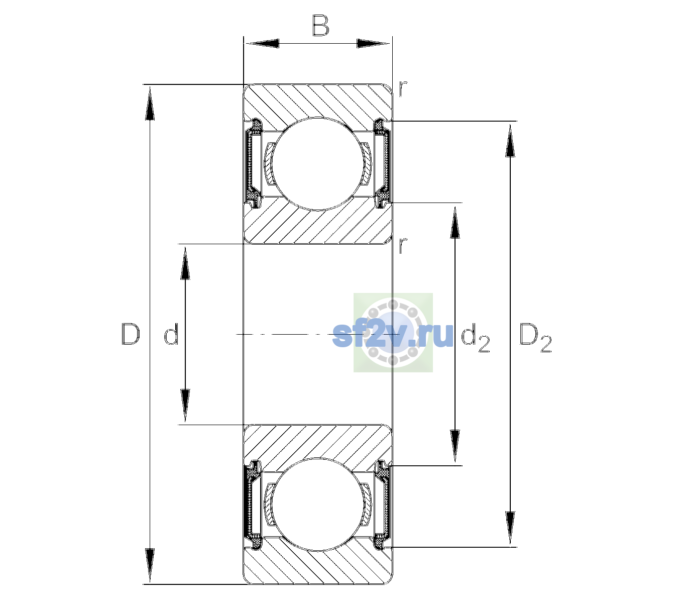 Схема подшипника 6203-C-2BRS-TVH-L178-C3>V