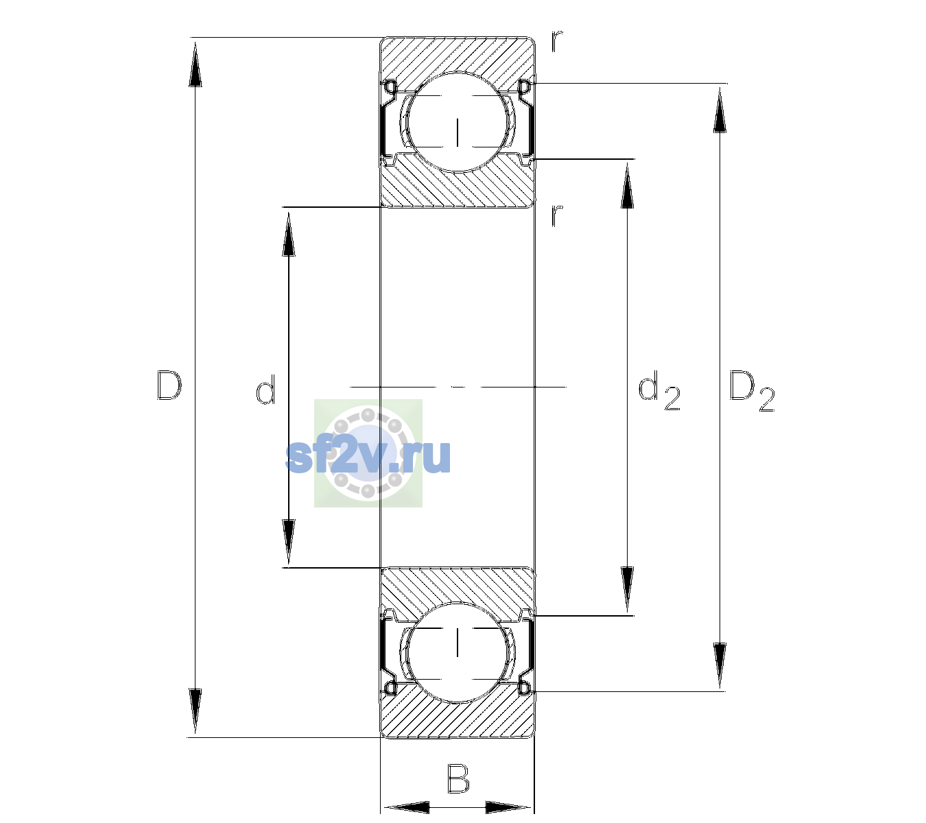 Схема подшипника 6203-C-2Z-L069>V