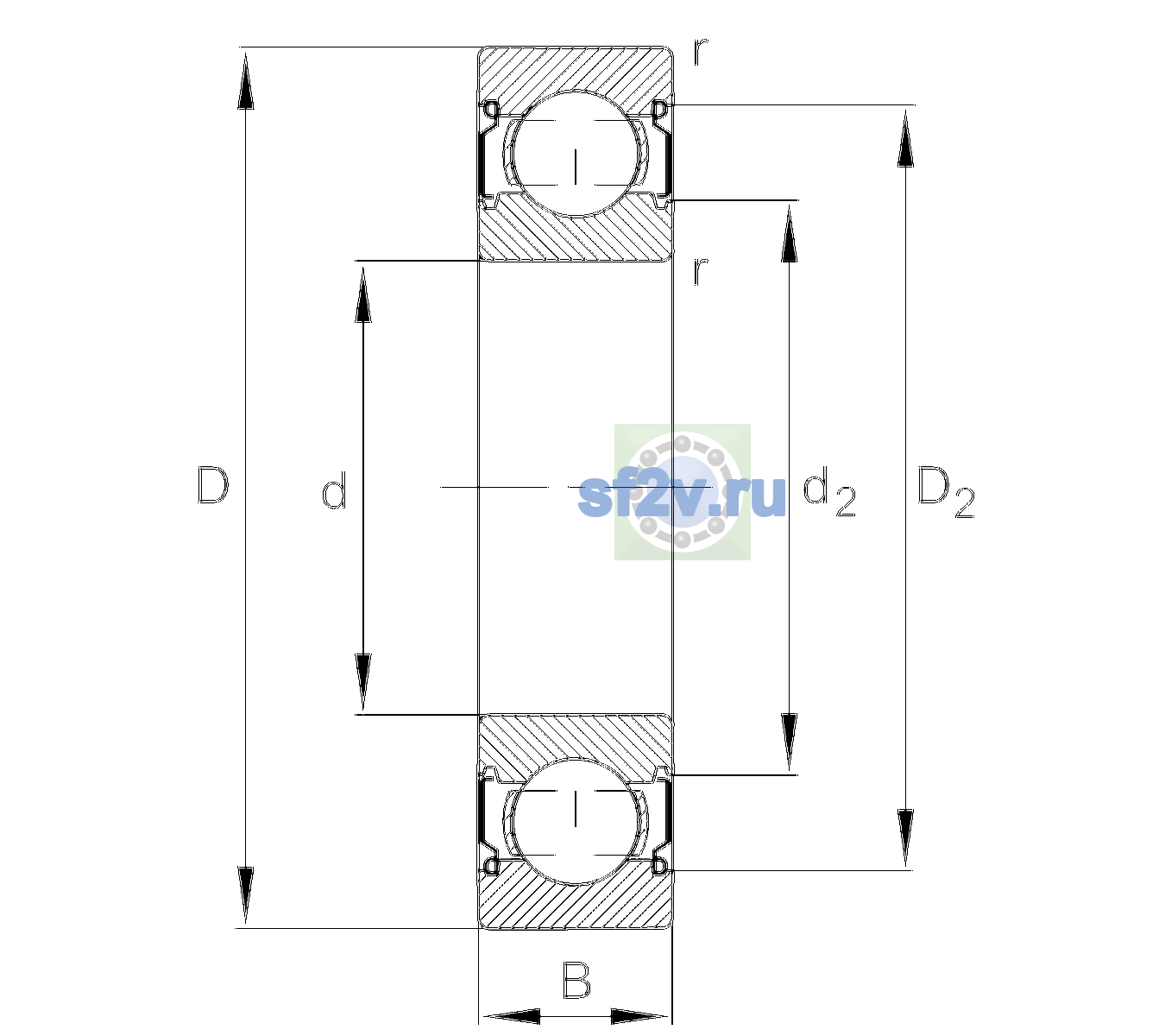 Схема подшипника 6203-C-2Z-L138-C3