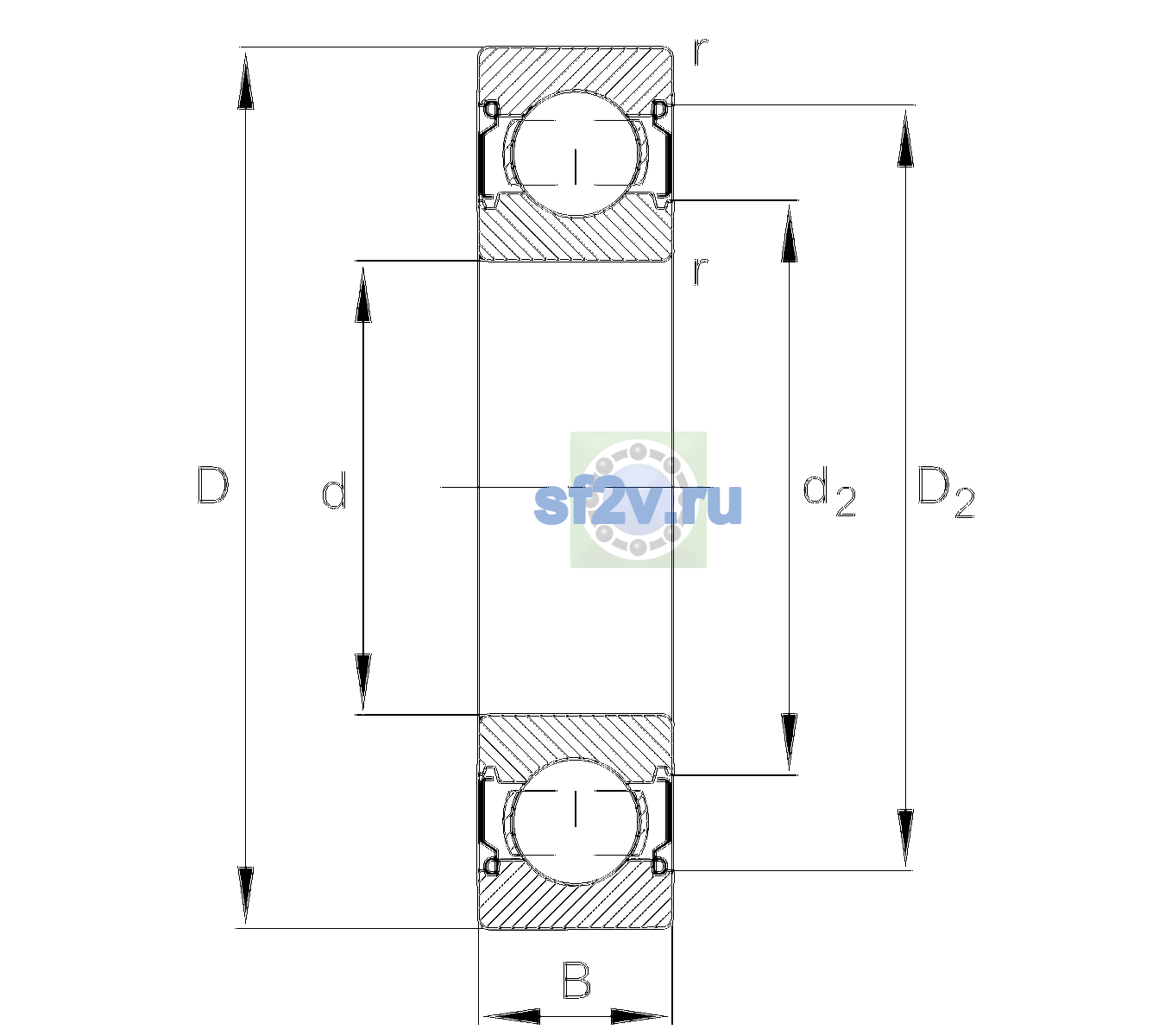 Схема подшипника 6203-C-2Z-L207-C3