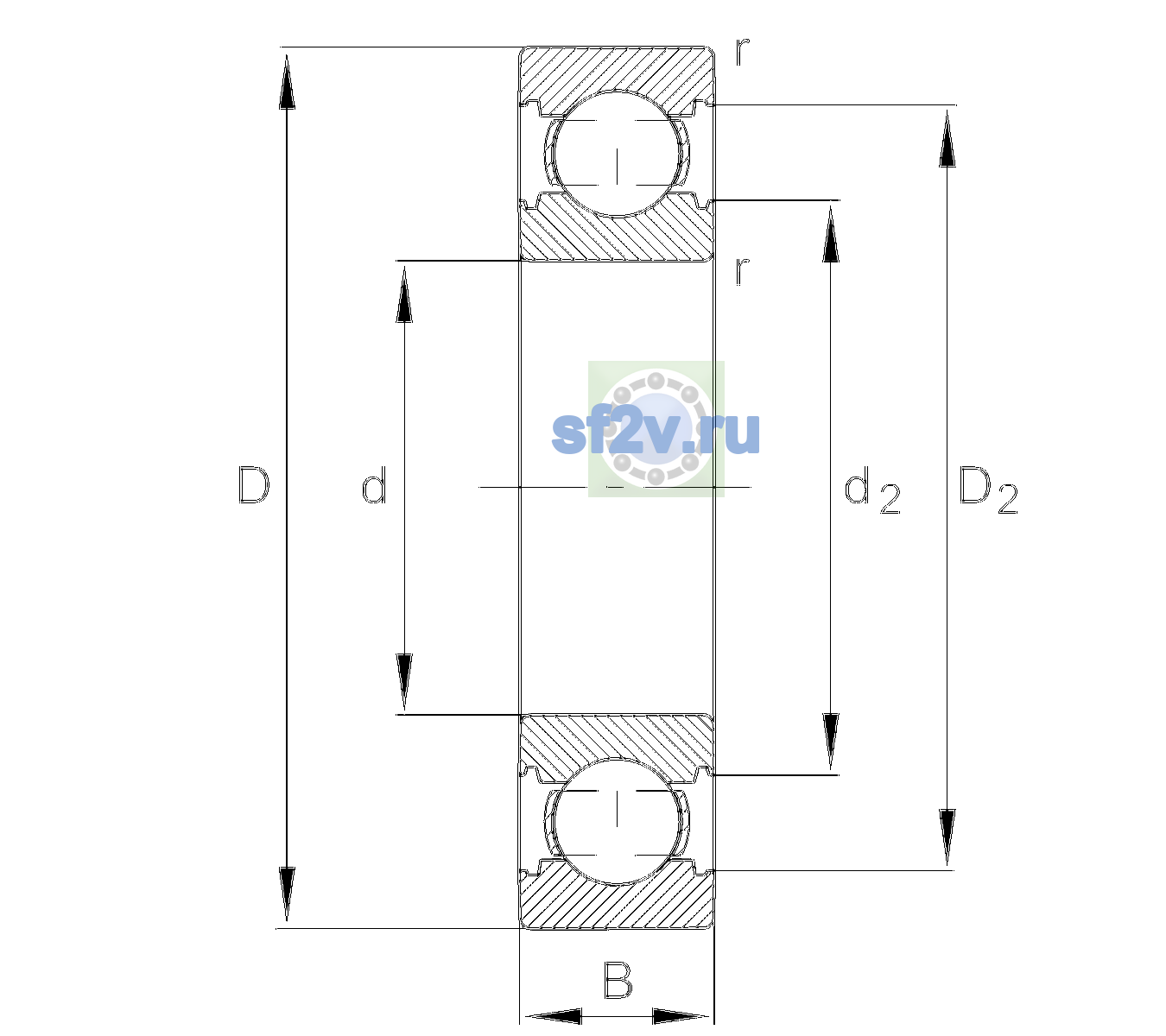 Схема подшипника 6203-C-CM>V