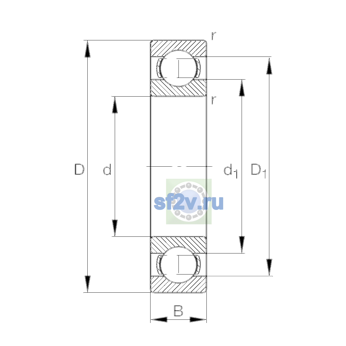Схема подшипника 6203-C-H305