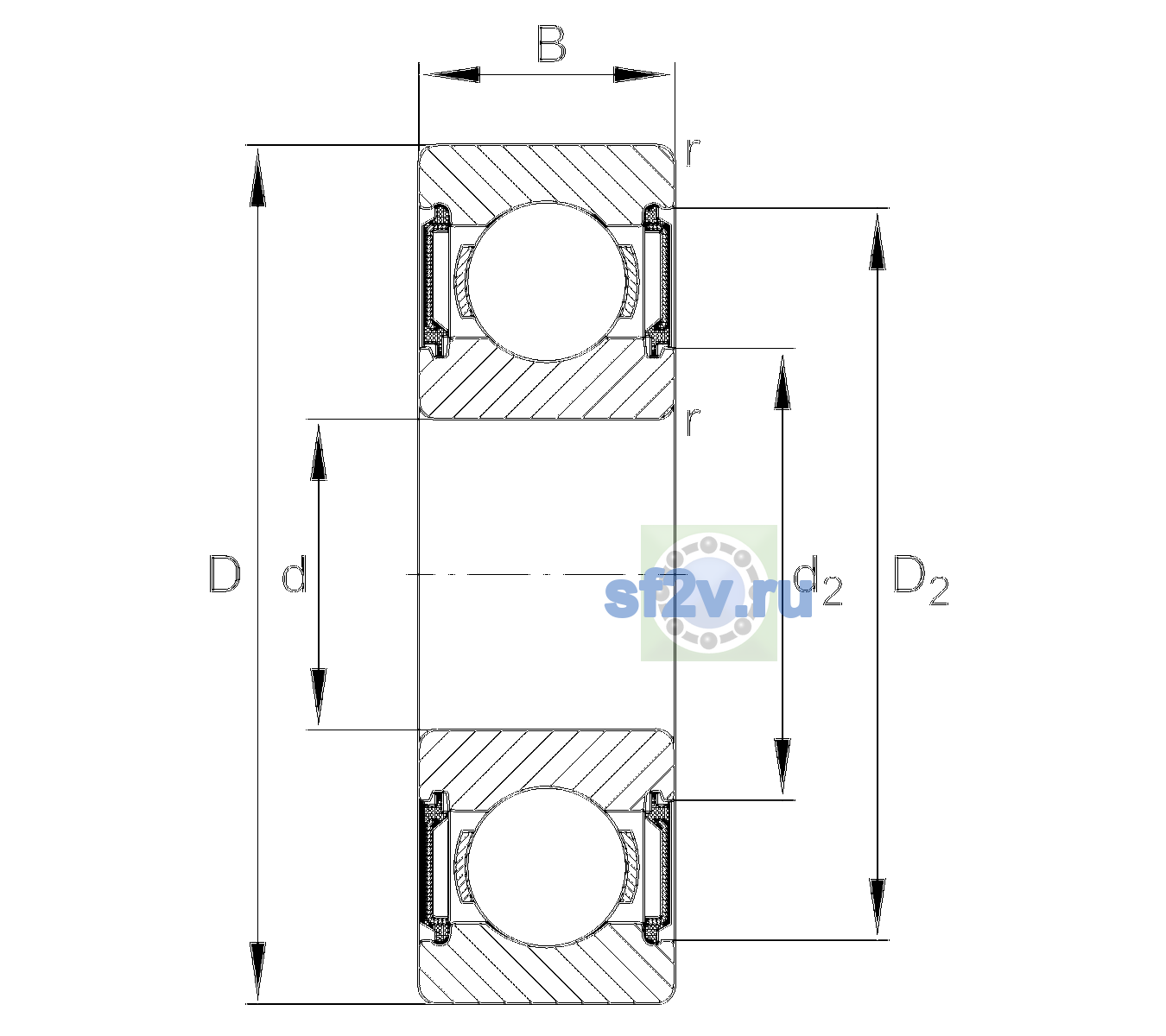 Схема подшипника 6204-C-2BRS-L038-C3>V