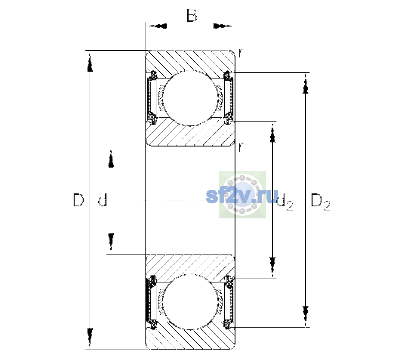 Схема подшипника 6204-C-2BRS-TVH-L069-C3>V