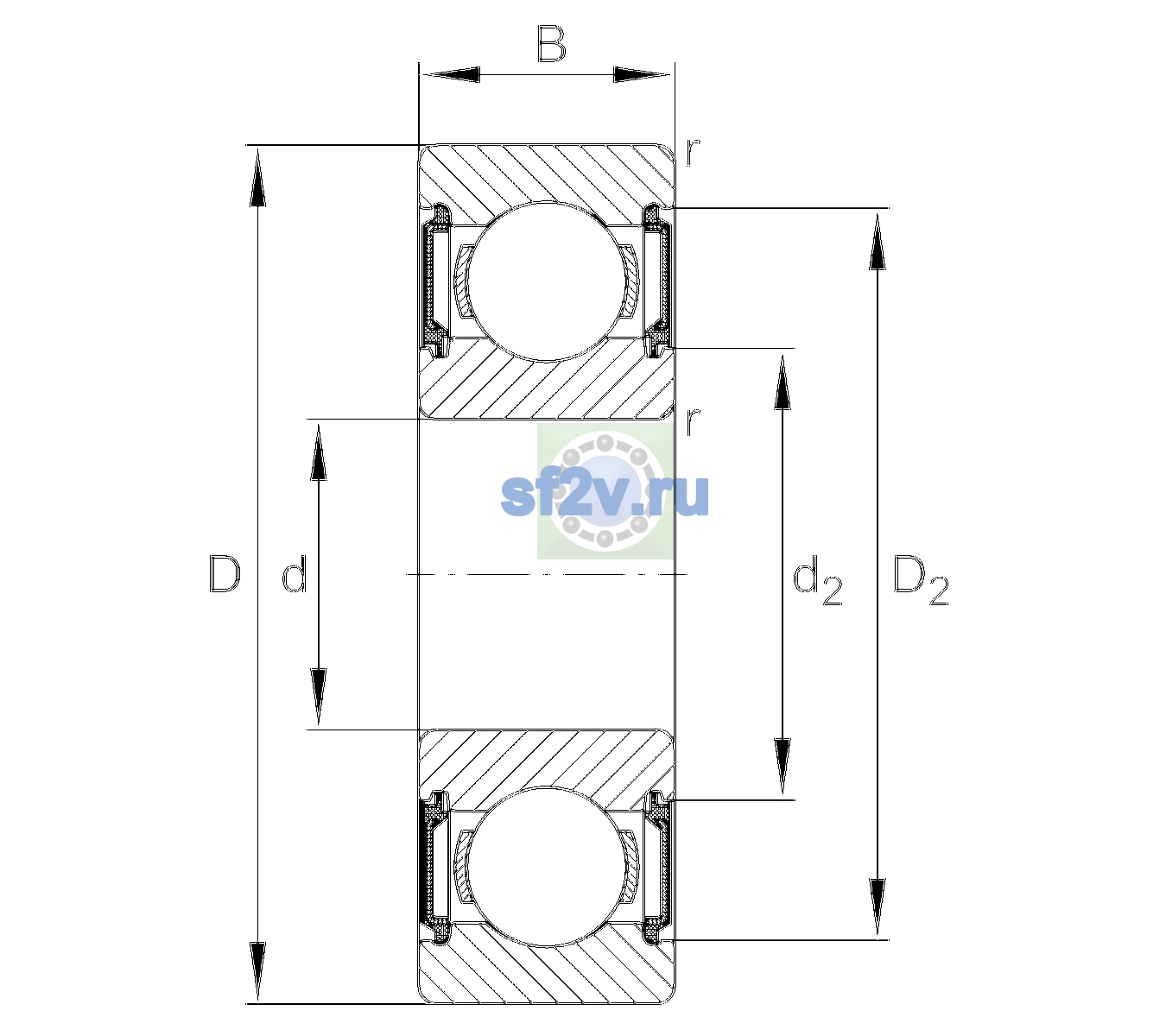 Схема подшипника 6204-C-2BRS-TVH-L178-C3>V