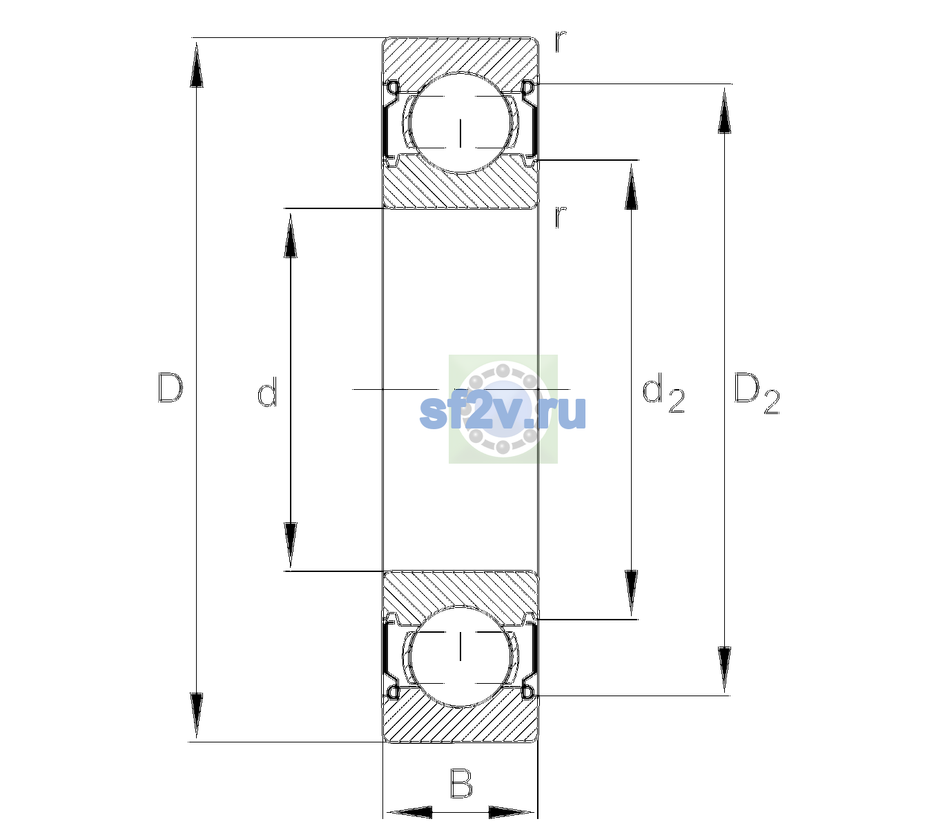 Схема подшипника 6204-C-2Z-L038>V