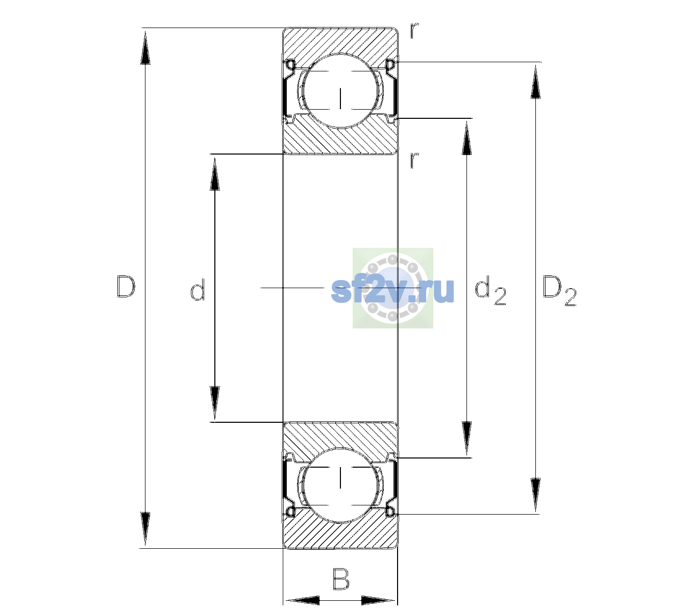 Схема подшипника 6204-C-2Z-L069-C3>V