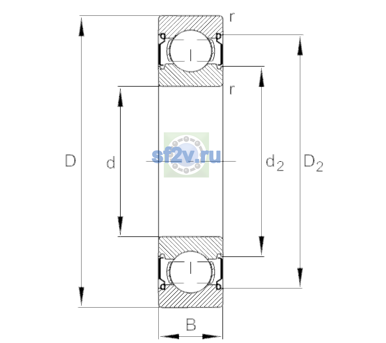 Схема подшипника 6204-C-2Z-L138-C3