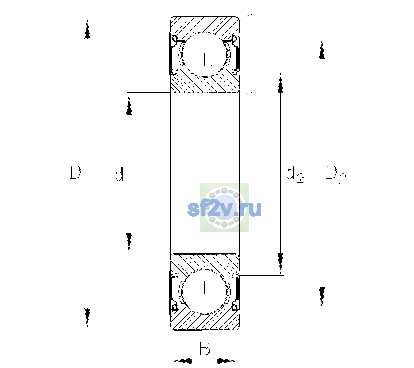 Схема подшипника 6204-C-2Z-L138-C3>V