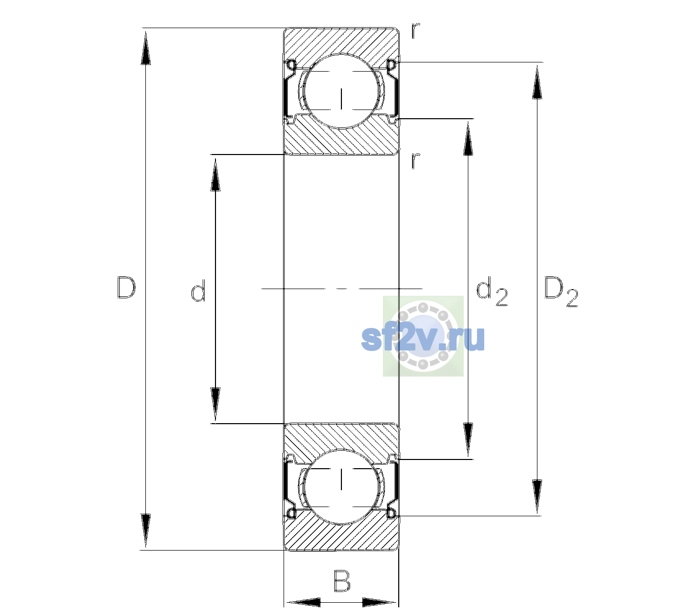 Схема подшипника 6204-C-2Z-L408-C3>V
