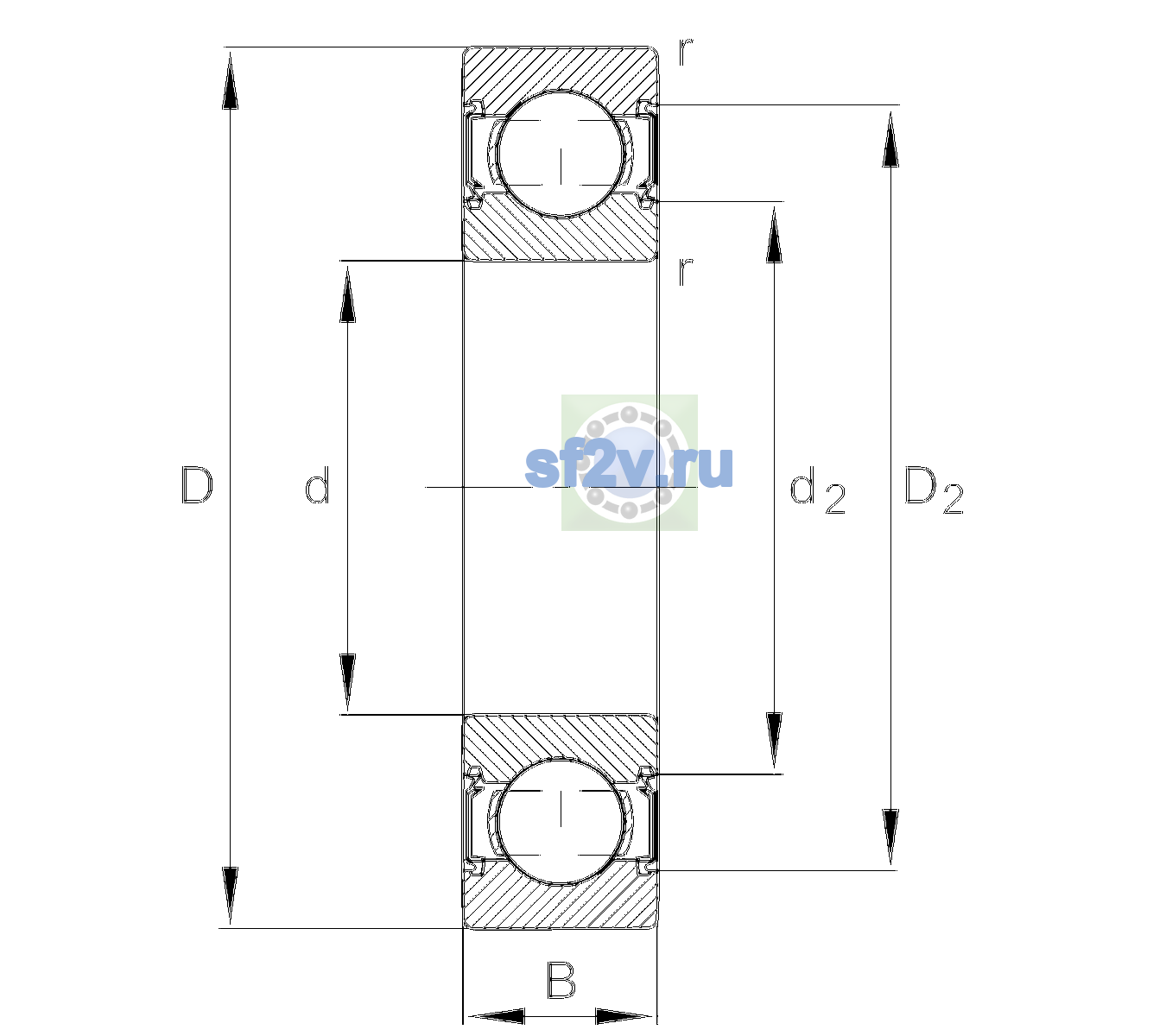 Схема подшипника 6204-C-HRS-TVH-C4>V