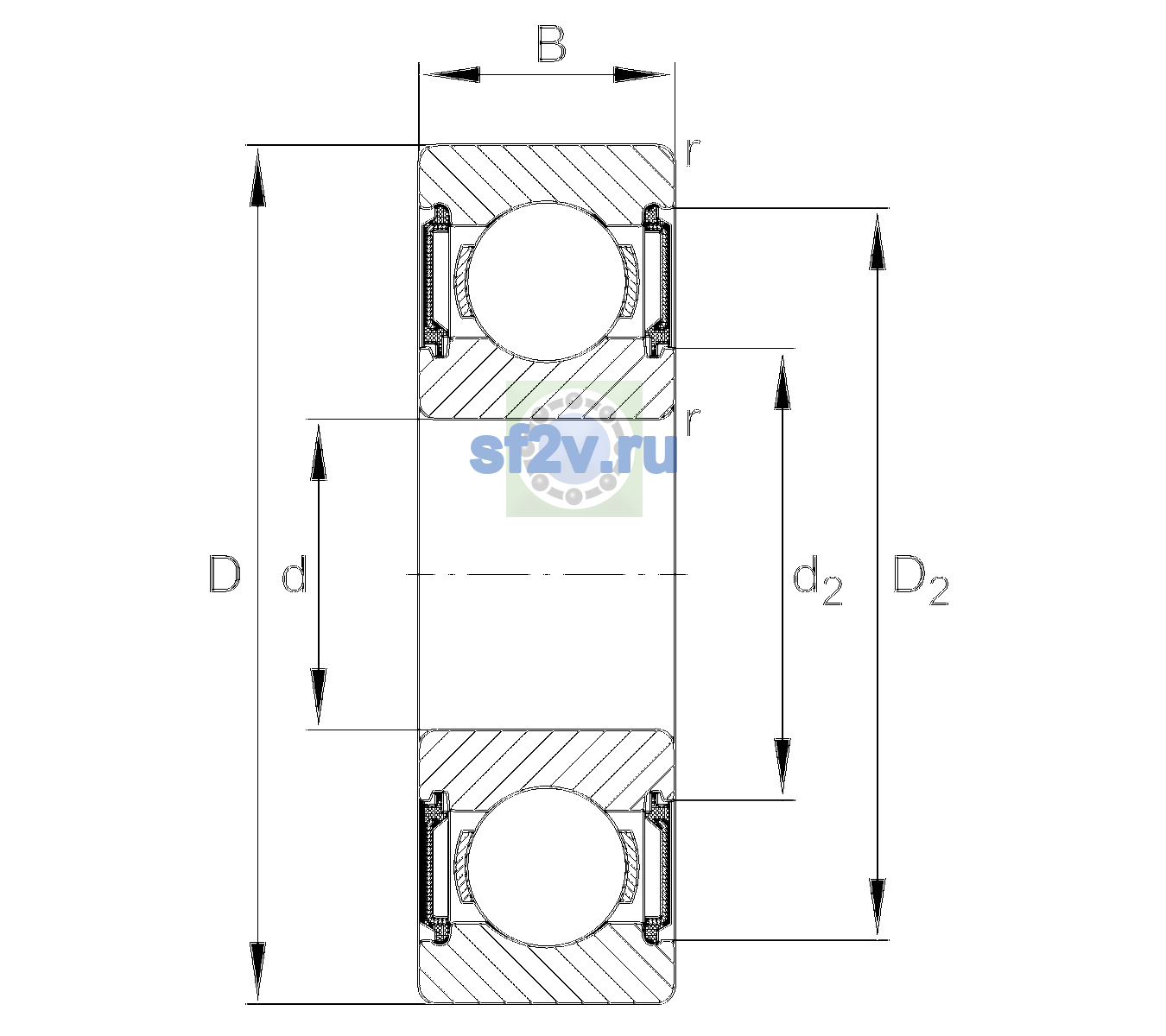 Схема подшипника 6205-C-2BRS-L038-C3>V